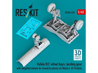 Dassault Rafale B/C - Wheel Bays And Landing Gear With Weighted Wheels (For Revell And Academy Kits / 3d-printed) - image 1