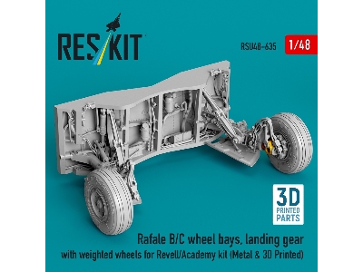 Dassault Rafale B/C - Wheel Bays And Landing Gear With Weighted Wheels (For Revell And Academy Kits / 3d-printed) - image 2