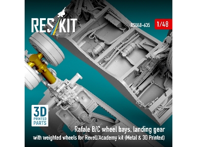 Dassault Rafale B/C - Wheel Bays And Landing Gear With Weighted Wheels (For Revell And Academy Kits / 3d-printed) - image 3