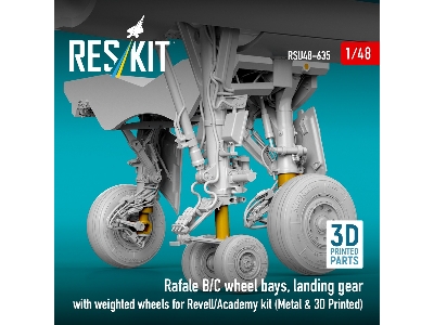 Dassault Rafale B/C - Wheel Bays And Landing Gear With Weighted Wheels (For Revell And Academy Kits / 3d-printed) - image 4