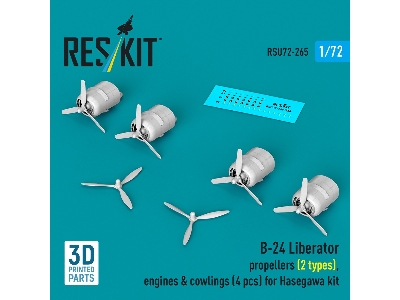B-24 Liberator - Rropellers (2 Types), Engines & Cowlings (4 Pcs) For Hasegawa Kits (3d-printed) - image 1