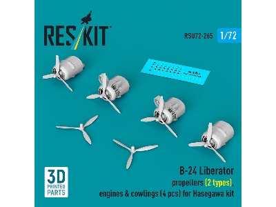 B-24 Liberator - Rropellers (2 Types), Engines & Cowlings (4 Pcs) For Hasegawa Kits (3d-printed) - image 2