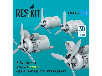 B-24 Liberator - Rropellers (2 Types), Engines & Cowlings (4 Pcs) For Hasegawa Kits (3d-printed) - image 3