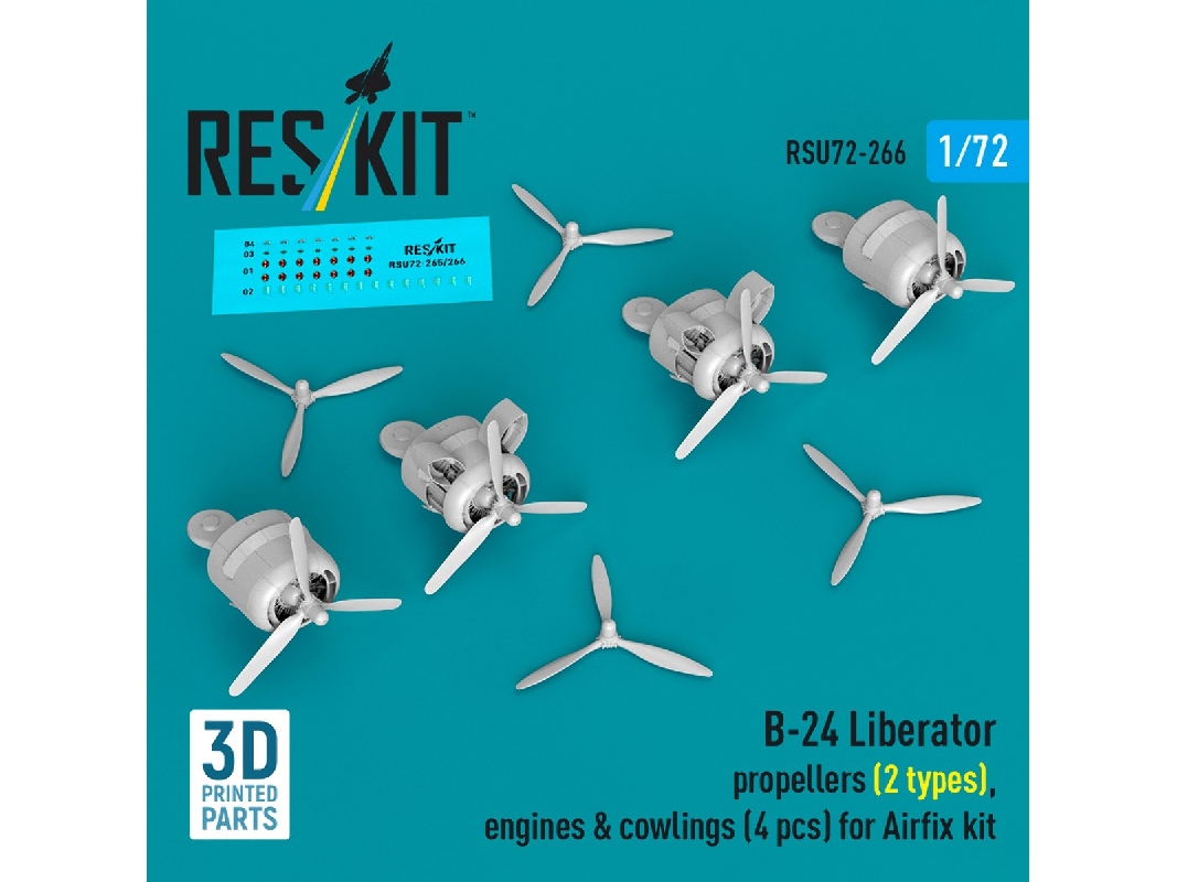 B-24 Liberator - Propellers (2 Types), Engines & Cowlings (4 Pcs) For Airfix Kits (3d-printed) - image 1