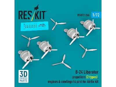 B-24 Liberator - Propellers (2 Types), Engines & Cowlings (4 Pcs) For Airfix Kits (3d-printed) - image 2