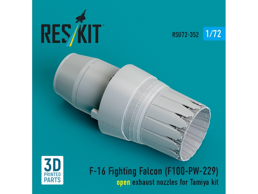 F-16 Fighting Falcon - F100-pw-229 Open Exhaust Nozzle (For Tamiya Kits / 3d-printed) - image 1