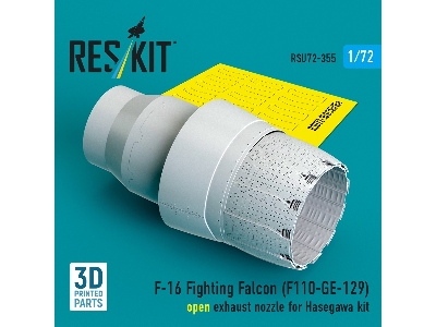 F-16 Fighting Falcon - F110-ge-129 Open Exhaust Nozzle (For Hasegawa Kits / 3d-printed) - image 1