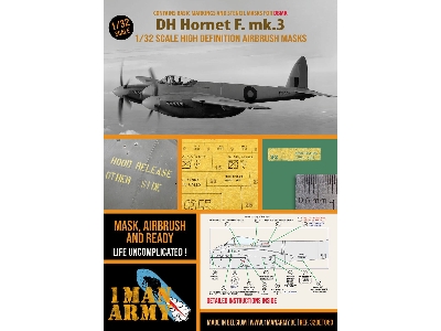 De Havilland Hornet F. Mk.3 - Stencilling And Basic National Insignia Masks Set (For Db Model Kits) - image 1