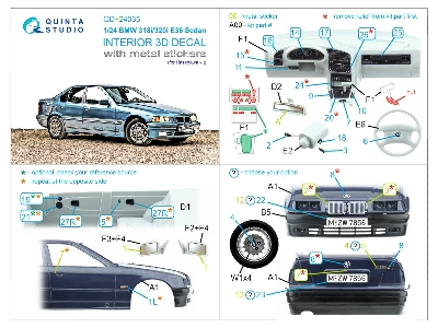 Bmw 318i/320i E36 Sedan - 3d-printed & Coloured Interior With Metal Sticker Parts (For Hasegawa Kits) - image 4
