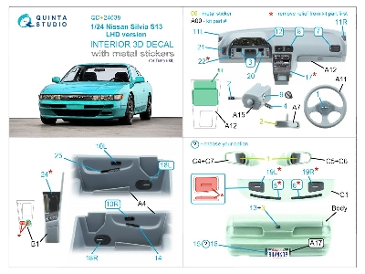 Nissan Silvia S13 Lhd Version - 3d-printed & Coloured Interior With Metal Sticker Parts (For Tamiya Kits) - image 11