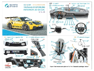 Porsche 911 Gt3 Rs (992) - 3d-printed & Coloured Interior With 3d-printed Resin Parts (For Tamiya Kits) - image 3