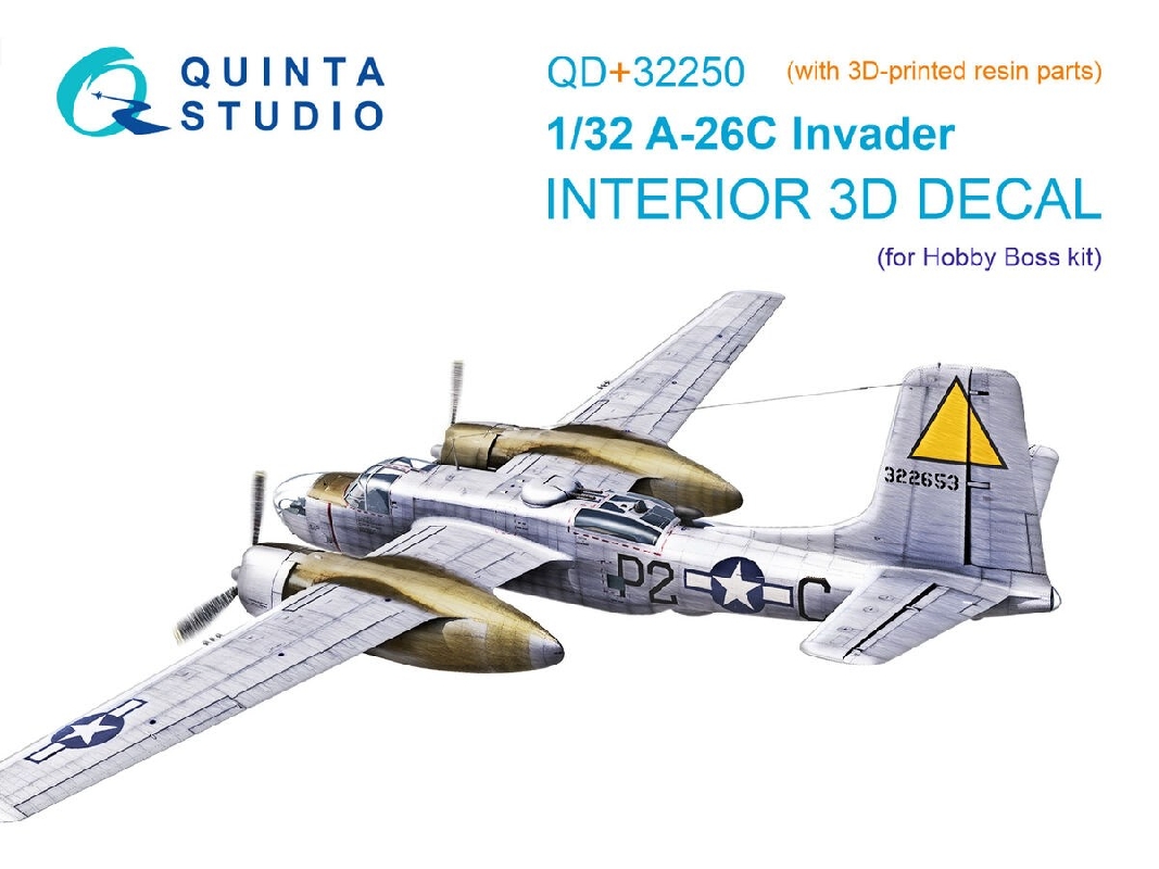 Douglas A-26 C Invader - 3d-printed & Coloured Interior On Decal Paper With 3d-printed Resin Parts (For Hobby Boss Kits) - image