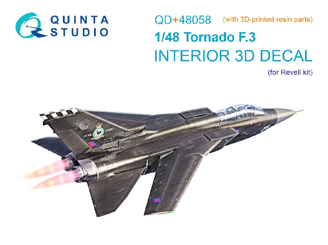 Panavia Tornado F.3 - 3d-printed & Coloured Interior On Decal Paper With 3d-printed Resin Part (For Revell Kits) - image 1