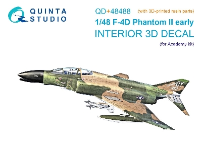 F-4 D Early Phantom Ii - 3d-printed & Coloured Interior On Decal Paper With 3d-printed Resin Part (For Academy Kits) - image 1