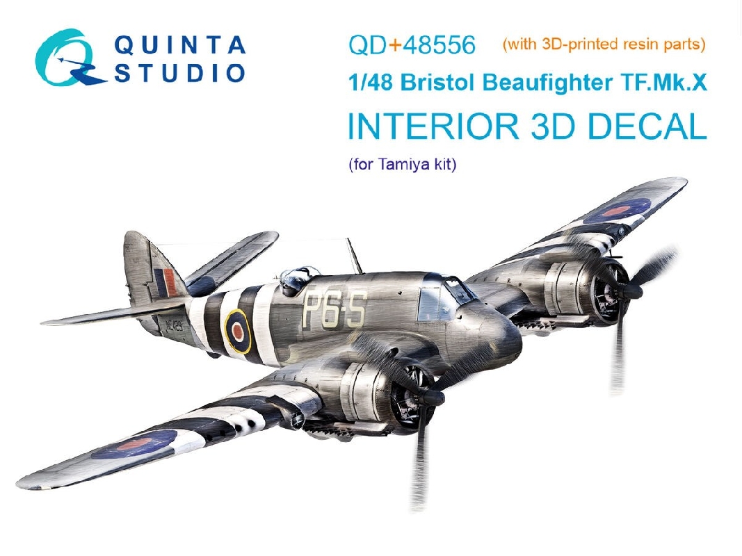 Bristol Beaufighter Tf.Mk.X - 3d-printed & Coloured Interior On Decal Paper With 3d-printed Resin Part (For Tamiya Kits) - image