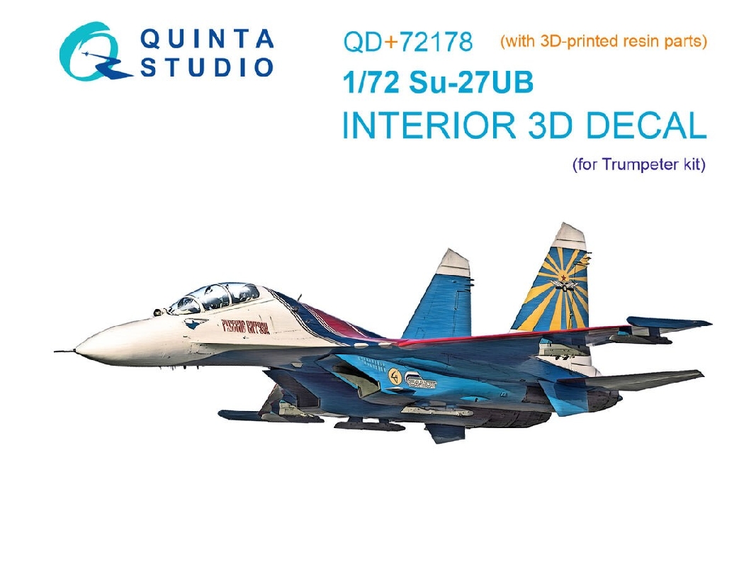 Sukhoi Su-27 Ub - 3d-printed & Coloured Interior On Decal Paper With 3d-printed Resin Part (For Trumepter Kits) - image 1