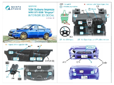 Subaru Impreza Wrx Sti Gdb Bugeye - 3d-printed & Coloured Interior (For Tamiya Kits) - image 3