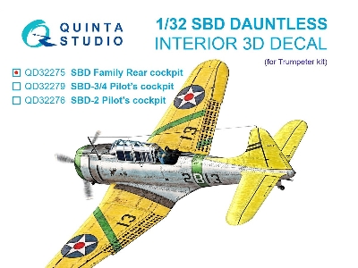 Sbd Dauntless Family Rear Cockpit - 3d-printed & Coloured Interior (For Trumpeter Kits) - image 1