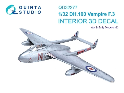 De Havilland Dh.100 Vampire F.3 - 3d-printed & Coloured Interior (For Infinity Kits) - image 1
