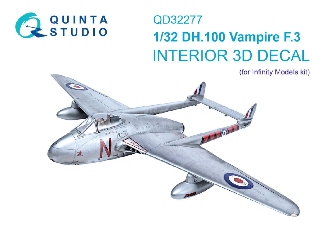 De Havilland Dh.100 Vampire F.3 - 3d-printed & Coloured Interior (For Infinity Kits) - image 1
