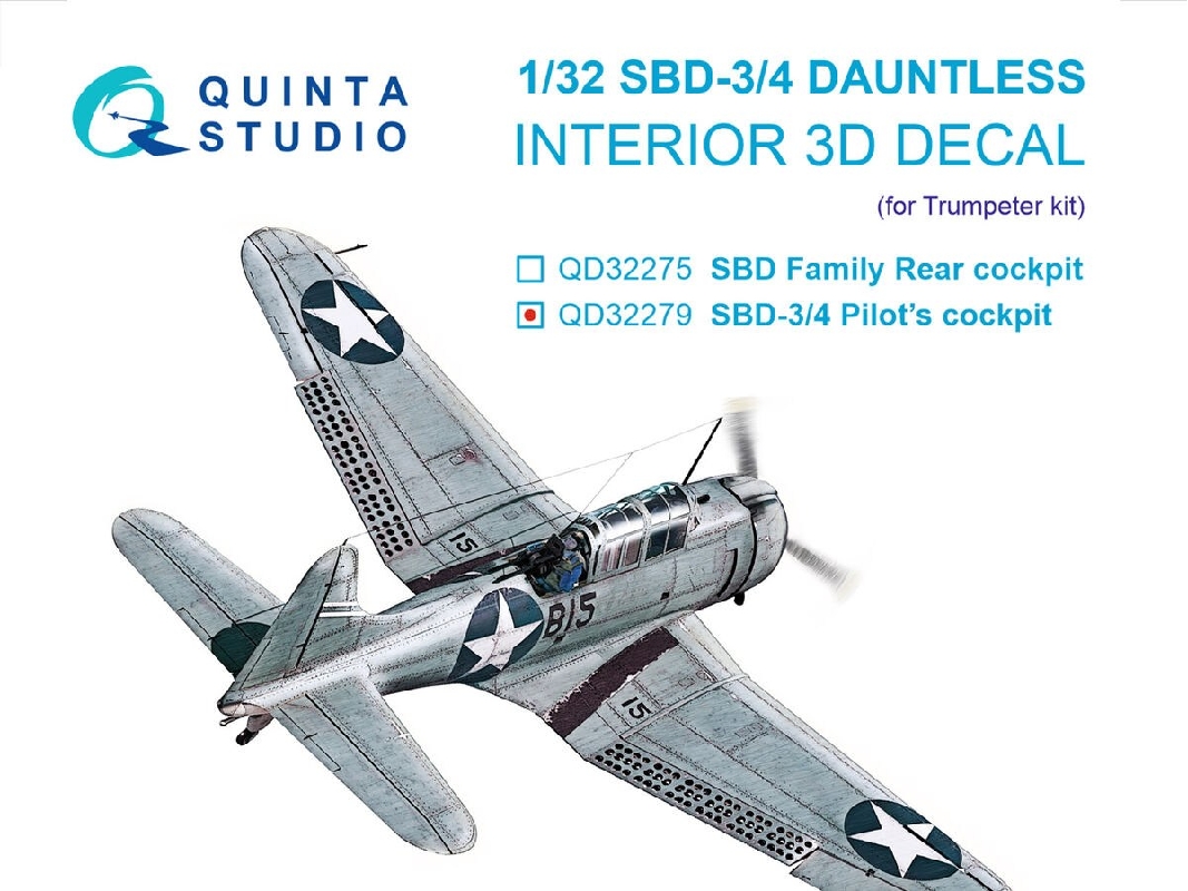 Douglas Sbd-3 / Sbd-4 Dauntless Pilot's Cockpit  - 3d-printed & Coloured Interior (For Trumpeter Kits) - image 1