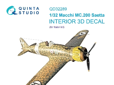 Macchi Mc.200 Saetta - 3d-printed & Coloured Interior (For Italeri Kits) - image 1