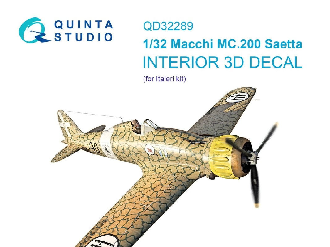Macchi Mc.200 Saetta - 3d-printed & Coloured Interior (For Italeri Kits) - image 1
