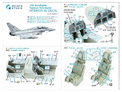 Eurofighter Typhoon Ef-2000 B / T Twin-seater - 3d-printed & Coloured Interior On Decal Paper (For Trumpeter Kits) - image 11