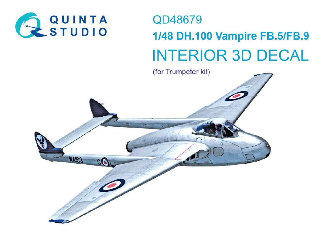 De Havilland Dh.100 Vampire Fb.5/Fb.9 - 3d-printed & Coloured Interior (For Trumpeter Kits) - image 1