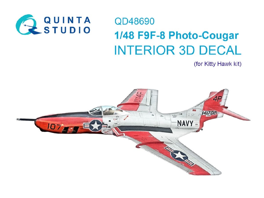 Grumman F9f-8p Photo-cougar - 3d-printed & Coloured Interior (For Kitty Hawk Kits) - image 1