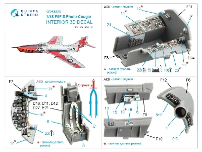 Grumman F9f-8p Photo-cougar - 3d-printed & Coloured Interior (For Kitty Hawk Kits) - image 10