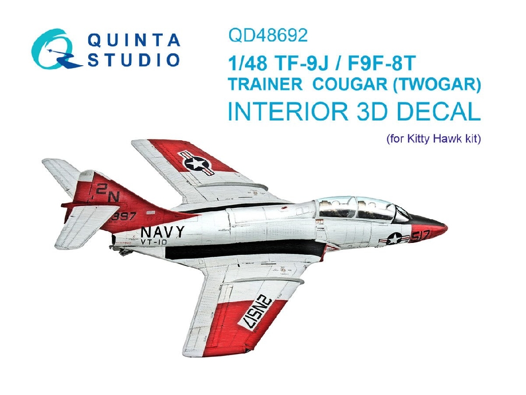 Grumman Tf-9j / F9f-8t Twin Cougar/Twogar - 3d-printed & Coloured Interior (For Kitty Hawk Kits) - image 1