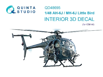 Ah-6j / Mh-6j Little Bird - 3d-printed & Coloured Interior (For Icm Kits) - image 1