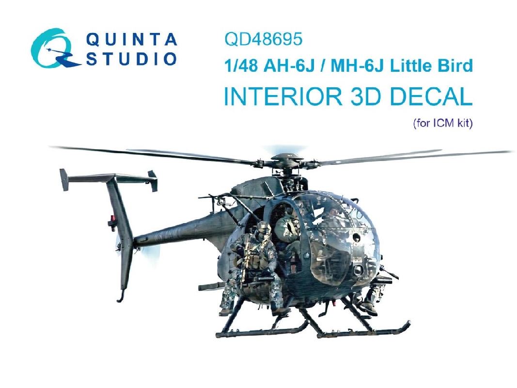 Ah-6j / Mh-6j Little Bird - 3d-printed & Coloured Interior (For Icm Kits) - image 1