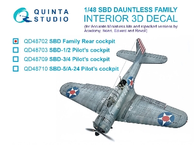 Douglas Sbd Dauntless Family Rear Cockpit - 3d-printed & Coloured Interior (For Accurate Miniatures / Academy / Etc. Kits) - ima