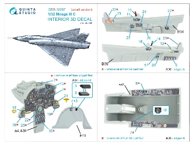 Dassault  Mirage Iii C - 3d-printed & Coloured Interior On Decal Paper (For Italeri Kits / Small Version) - image 11
