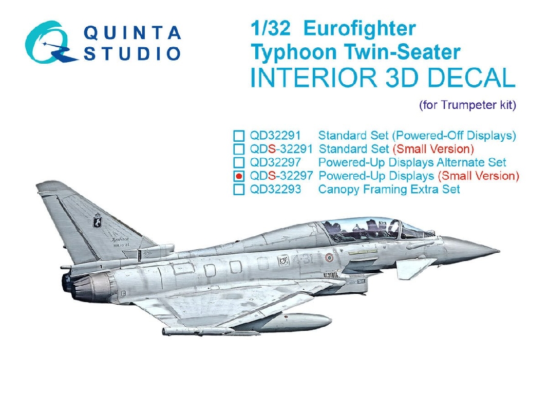 Eurofighter Typhoon Twin-seater (Powered-up Displays) - 3d-printed & Coloured Interior (For Trumpeter Kits / Small Version) - im