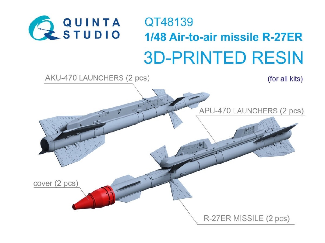 R-27er Air-to-air Missiles With Launchers - 3d-printed (2 Pcs / For All Kits) - image 1