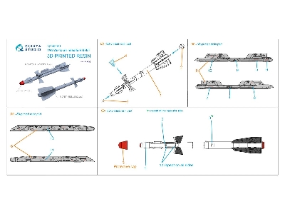 R-27et Air-to-air Missiles With Launchers - 3d-printed (2 Pcs / For All Kits) - image 7