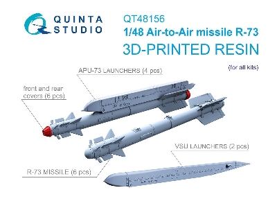 R-73 Air-to-air Missiles With Launchers -3d-printed (6 Pcs / For All Kits) - image 1