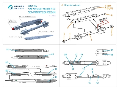 R-73 Air-to-air Missiles With Launchers -3d-printed (6 Pcs / For All Kits) - image 6