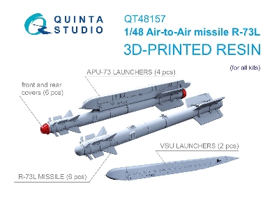 R-73l Air-to-air Missiles With Launchers - 3d-printed (6 Pcs / For All Kits) - image 1