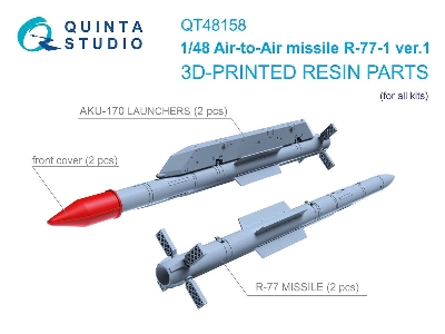 R-77-1 Ver.1  Air-to-air Missiles With Launchers - 3d-printed (2 Pcs / For All Kits) - image 1