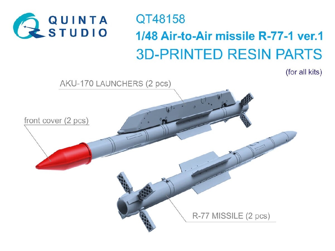 R-77-1 Ver.1  Air-to-air Missiles With Launchers - 3d-printed (2 Pcs / For All Kits) - image 1