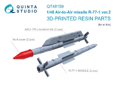 R-77-1 Ver.2 Air-to-air Missiles With Launchers - 3d-printed (2 Pcs / For All Kits) - image 1