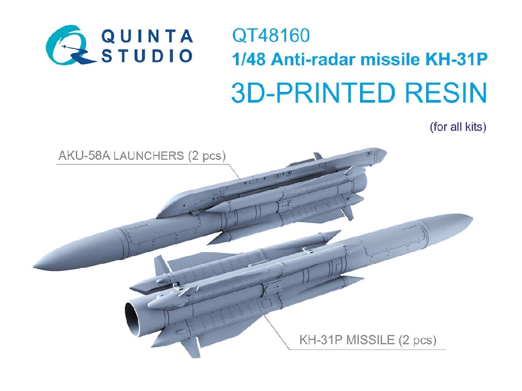 Kh-31p Аnti-radar Missiles With Launchers - 3d-printed (2 Pcs / For All Kits) - image 1
