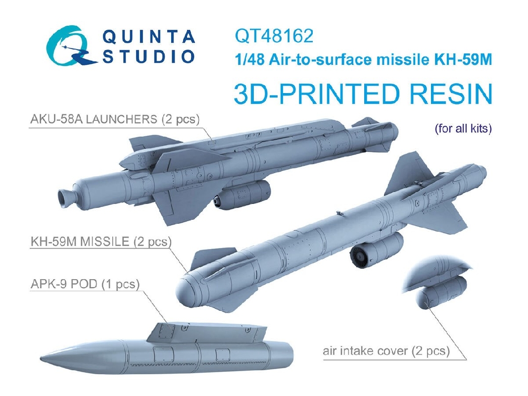 Kh-59М Air-to-surface Missiles With Launchers And Targeting Pod - 3d-printed (2 Pcs / For All Kits) - image 1
