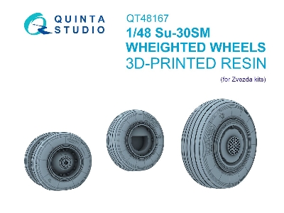 Sukhoi Su-30 Sm - Wheels Set With Weighted Tires (For Zvezda Kits / 3d-printed) - image 1