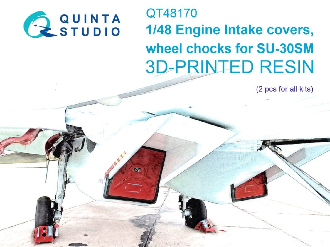 Sukhoi Su-30 Sm - Engine Intake Covers & Wheel Chocks (For Zvezda Kits / 3d-printed) - image 1