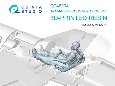 Male Pilot Sitting In Su-31 (1 Figure 3d-printed / For Quinta Models Kits) - image 1